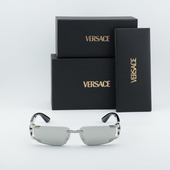 Versace VE2291 10016G Rectangle Sunglasses – Silver/Grey main image 4